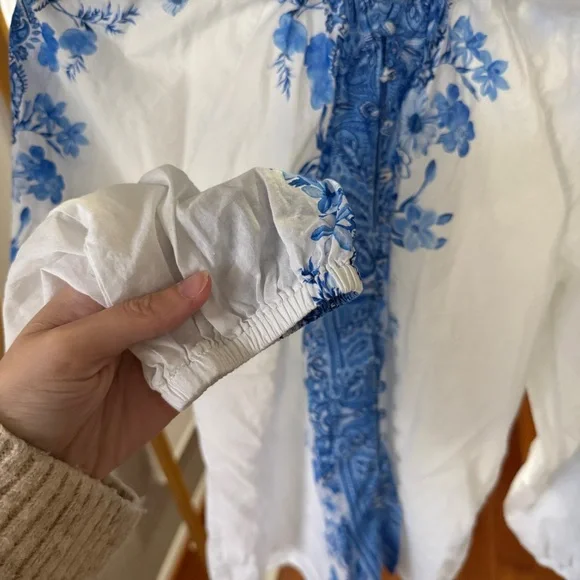 Boston Proper Wildflowers Print Peasant Shirt 100% cotton - Picture 4 of 8